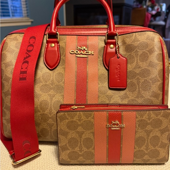 Rowan Large Satchel Bag In Signature Canvas With Stripe - Picture 2 of 7